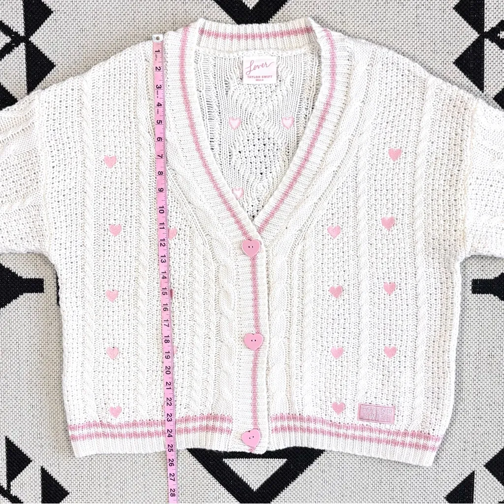 Taylor Swift Lover Album Heart Embroidered Cable Knit Cardigan M/L - Image 8