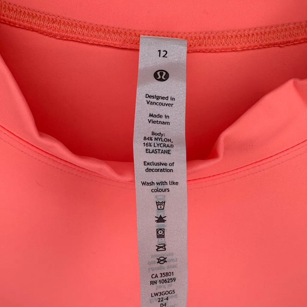 🧡🆕Lululemon Neon Orange Nulux Asymmetrical Tennis Long Sleeve Shirt ✨NWT✨ - Image 9