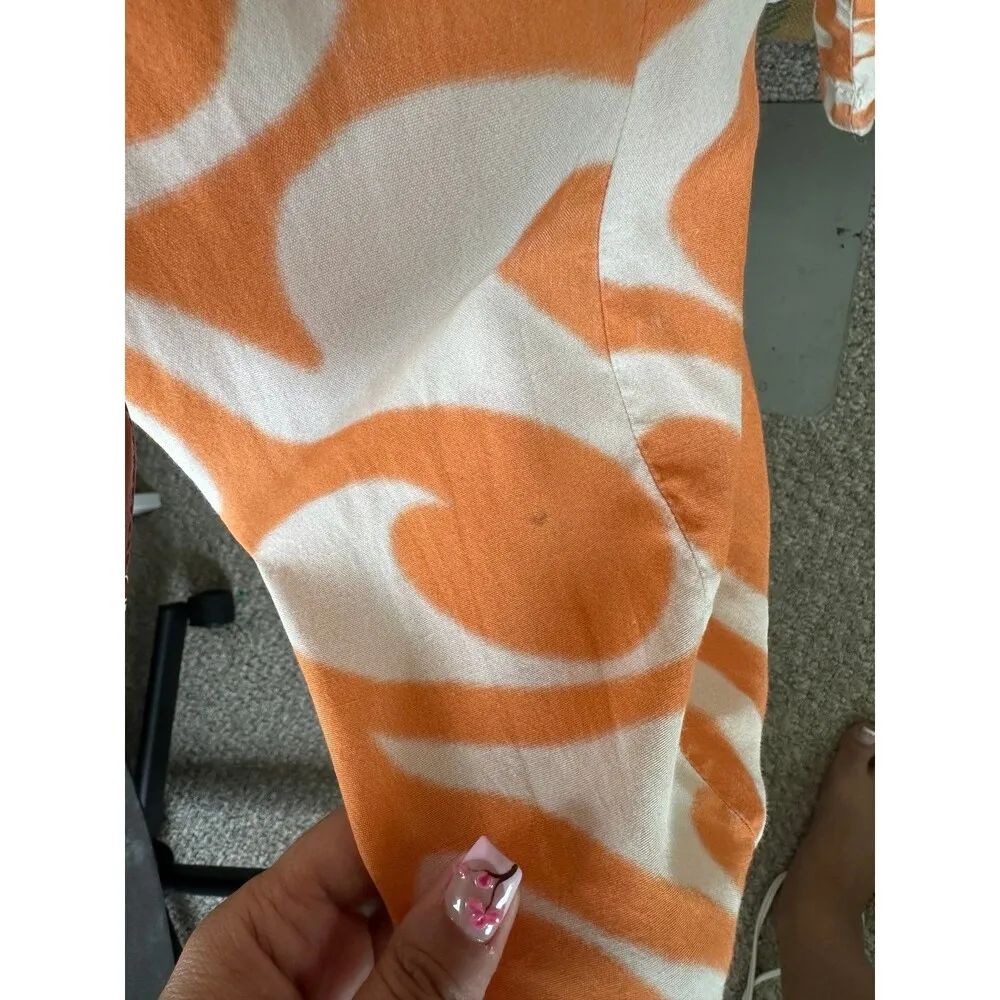 Find Me Now Hawaiian Batik Inspired Dream On Creamsicle Swirl Pockets Pants M Orange Size M - Image 9