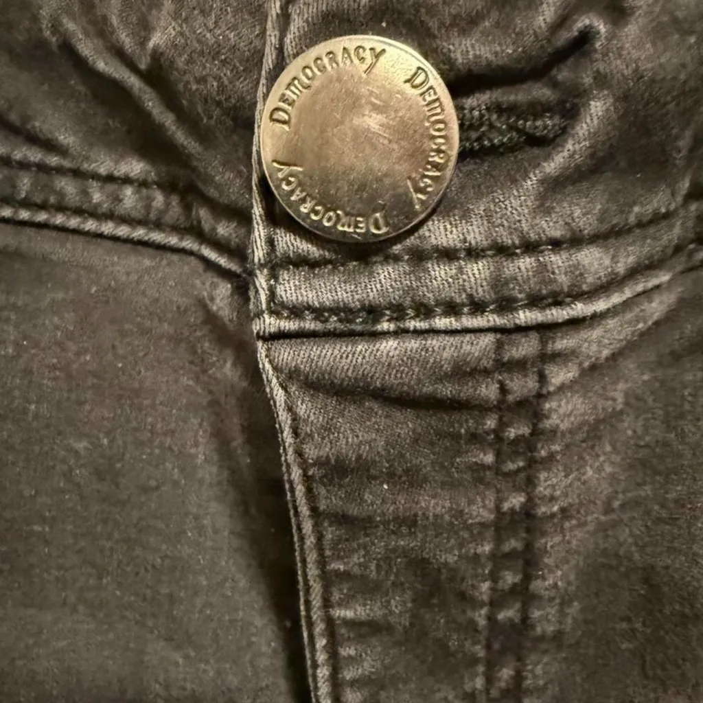 Democracy graish black Skinny Jeans with zipper on both bottom of legs fringe - Image 8