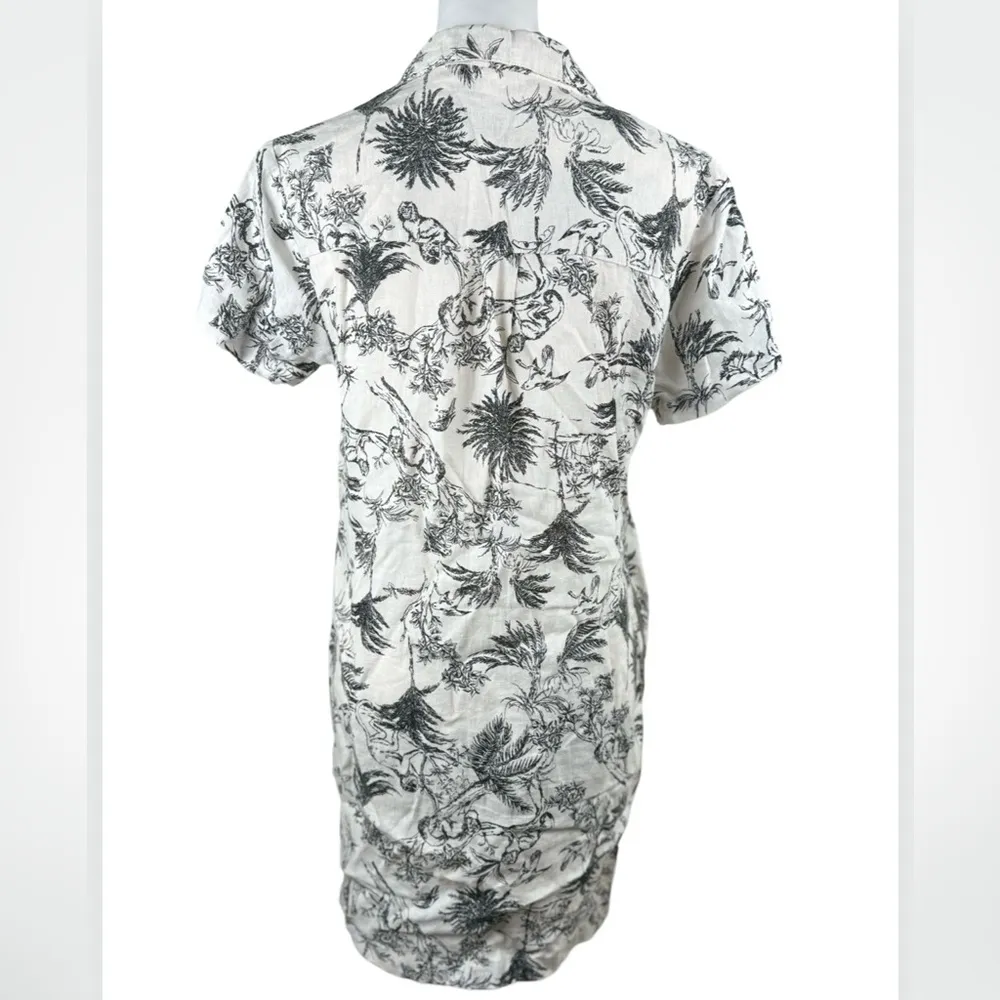 Joie 100% Linen Jungle Tropical Shirt Dress Small - Image 4
