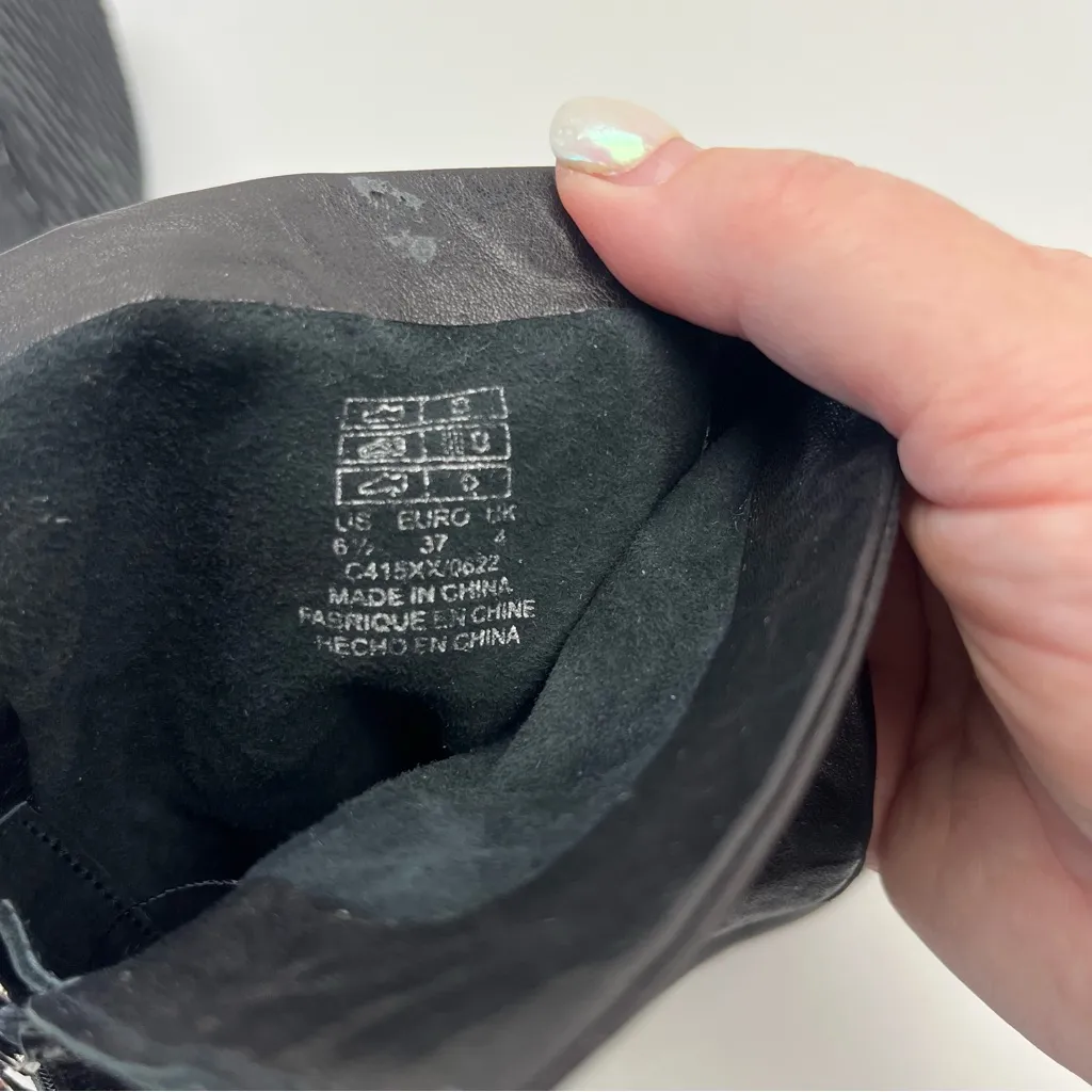 Kelsi Dagger Island‎ Black Leather Booties Womens Size 6.5 Heeled Zipper *FLAWED - Image 5