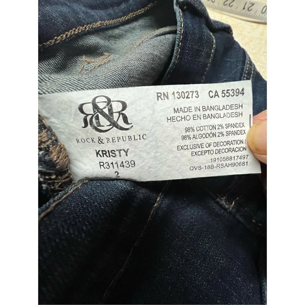 Rock & Republic Kristy  Roll Up Denim Shorts Sz 2 - Image 5