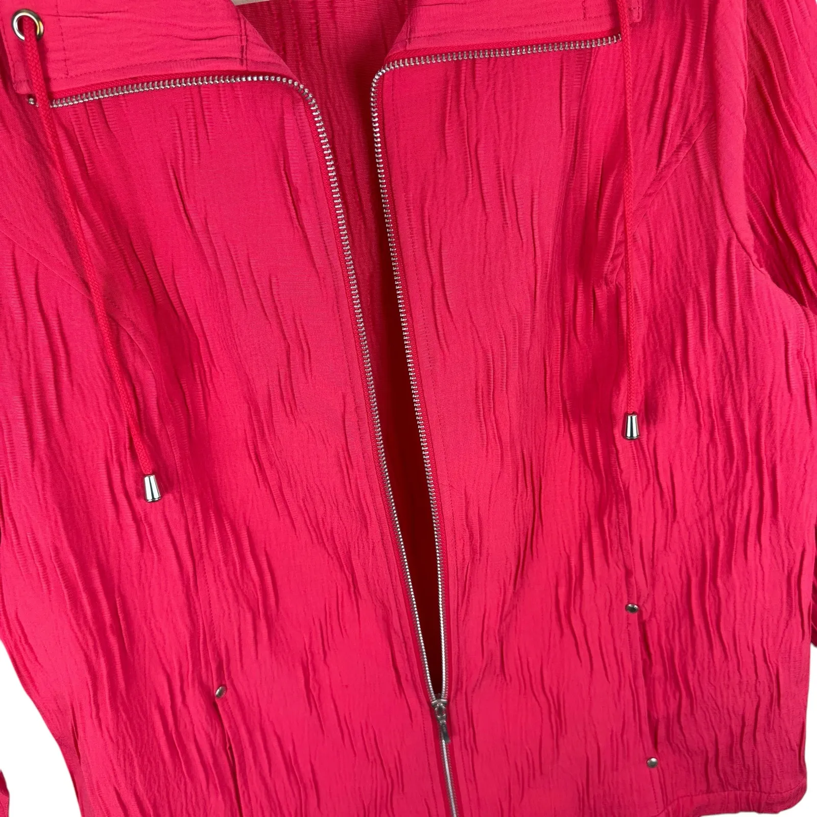 Christopher & Banks Bright Pink Zip Up Jacket Large - Image 3