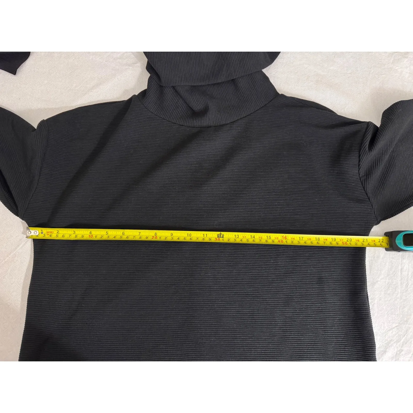 Ideology Women's Black Ribbed Funnel Neck Long‎ Sleeve Pullover Top - Image 4