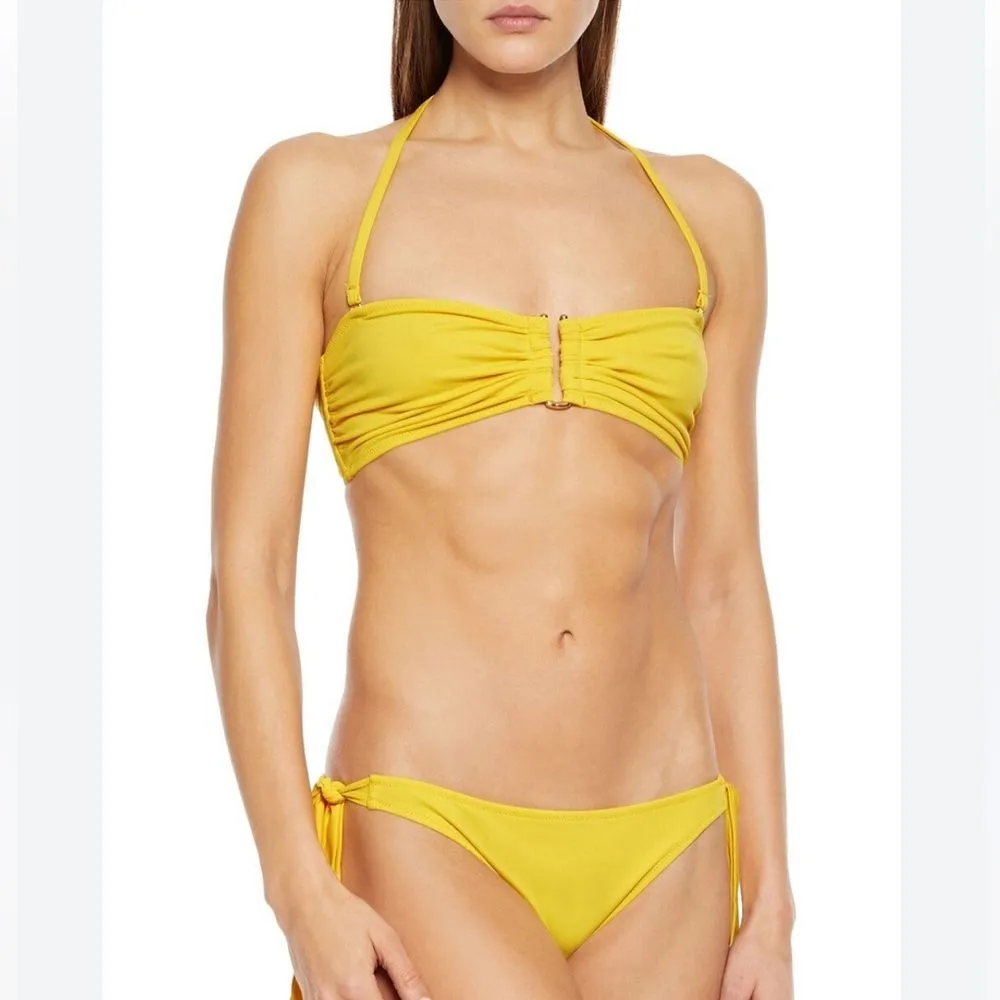 Iris & Ink Women’s M Dalia Ruched Bandeau Bikini Orange Removable Strap New Size M - Image 10