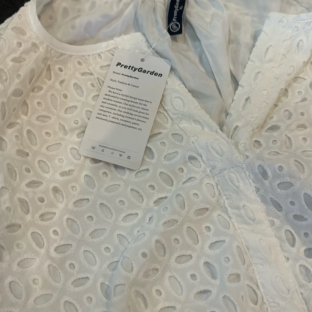 Chic White Eyelet Midi Dress - Image 8