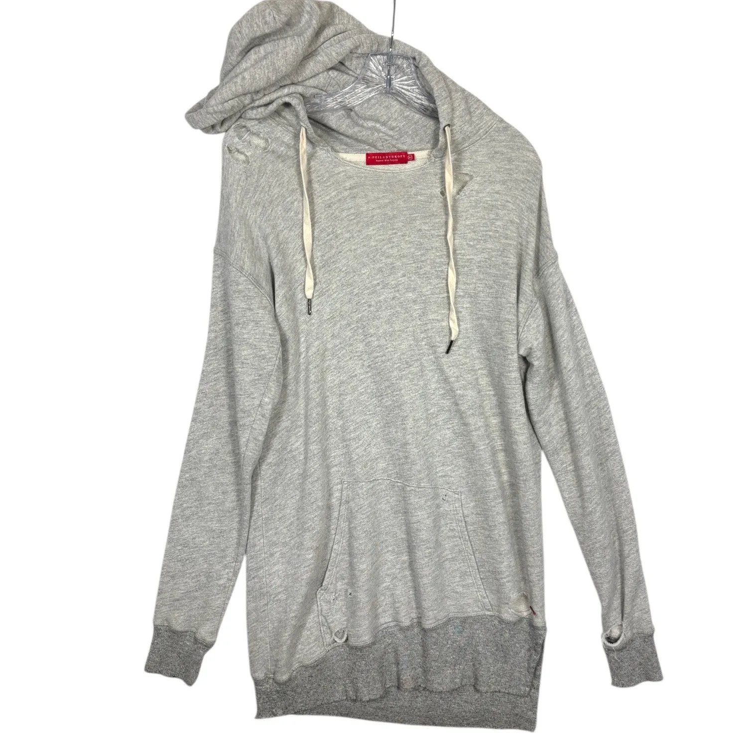 NWT n:Philanthropy Barrie Pullover Heather Grey Distressed Oversized Hoodie sz M Gray Size M - Image 4