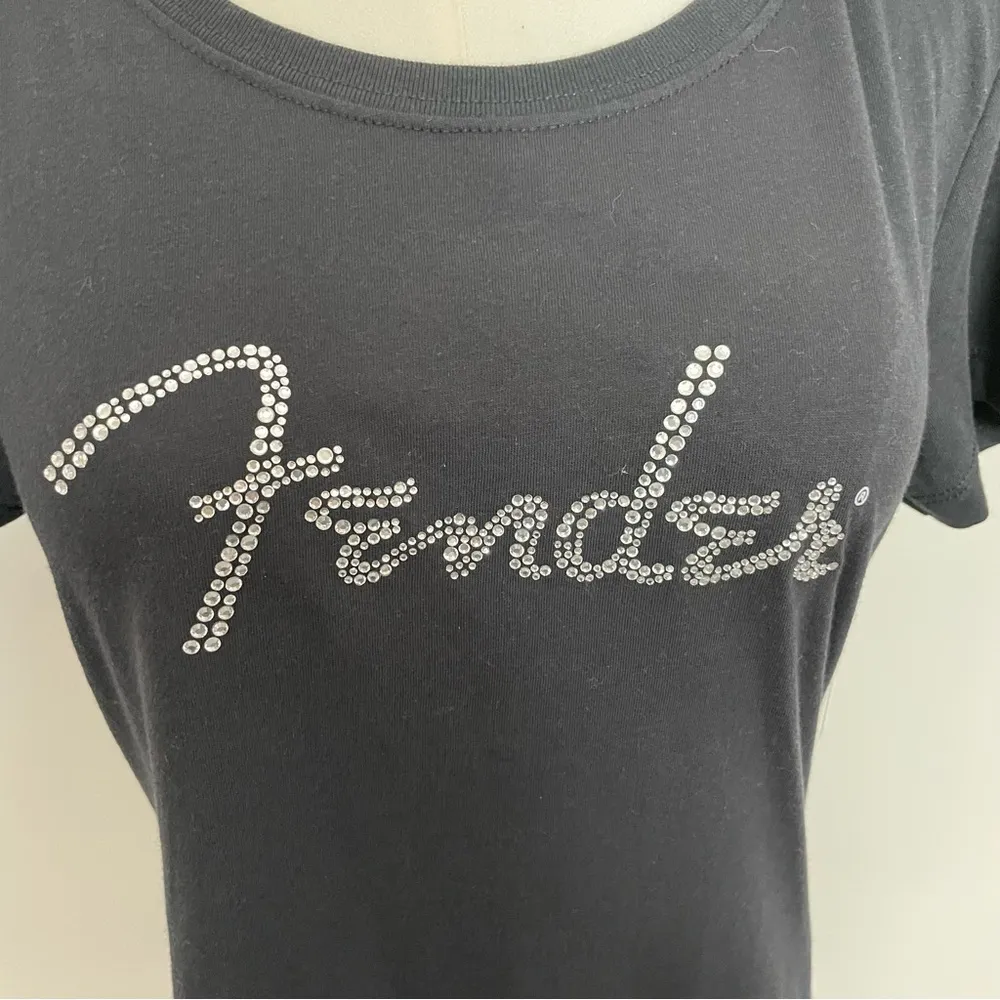Hard Rock Cafe Tee Shirt Niagara Falls Fender Rhinestone Gems Sparkle Black - Image 2