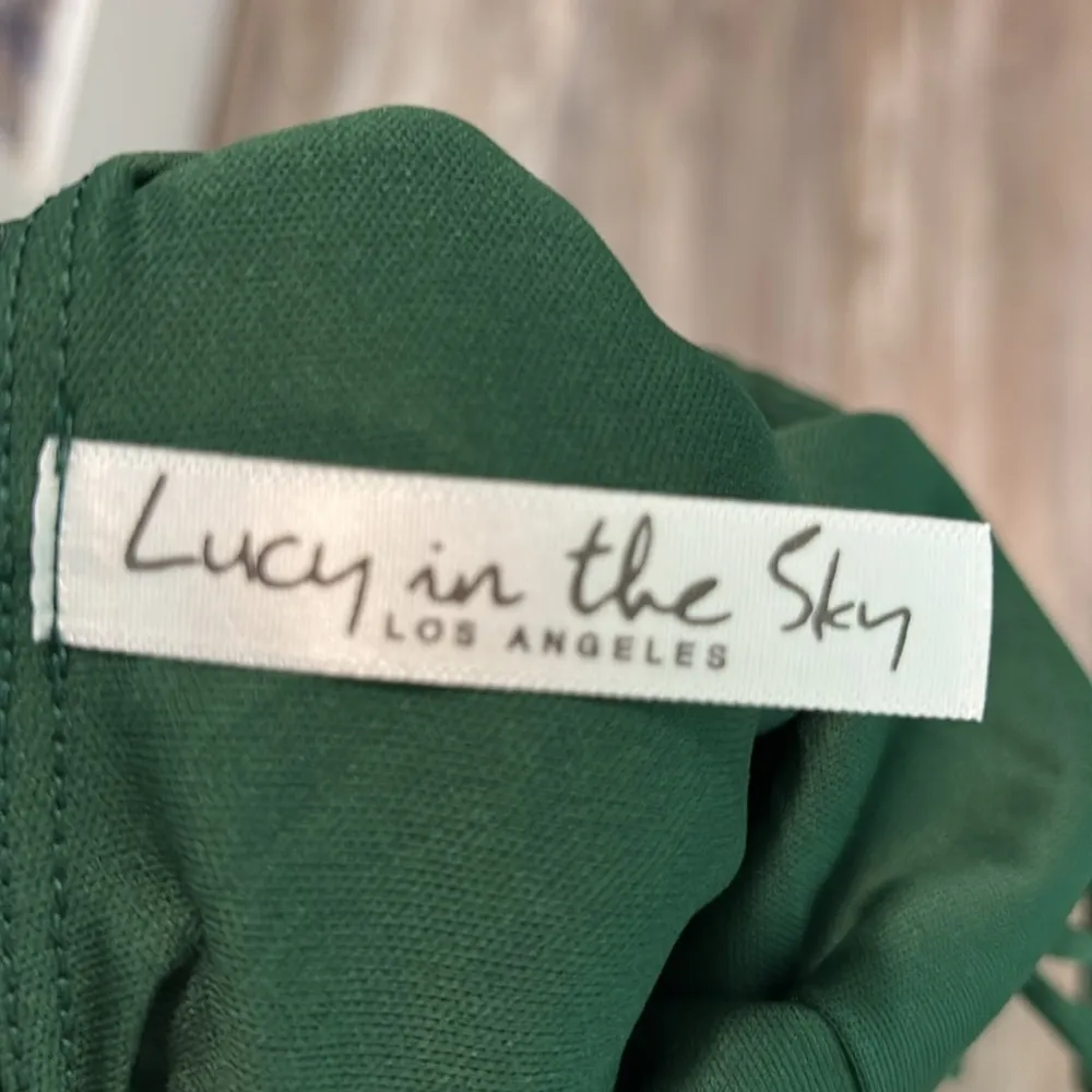 Lucy in the Sky- Maxine Satin Bodycon Dress in Green small - Image 11