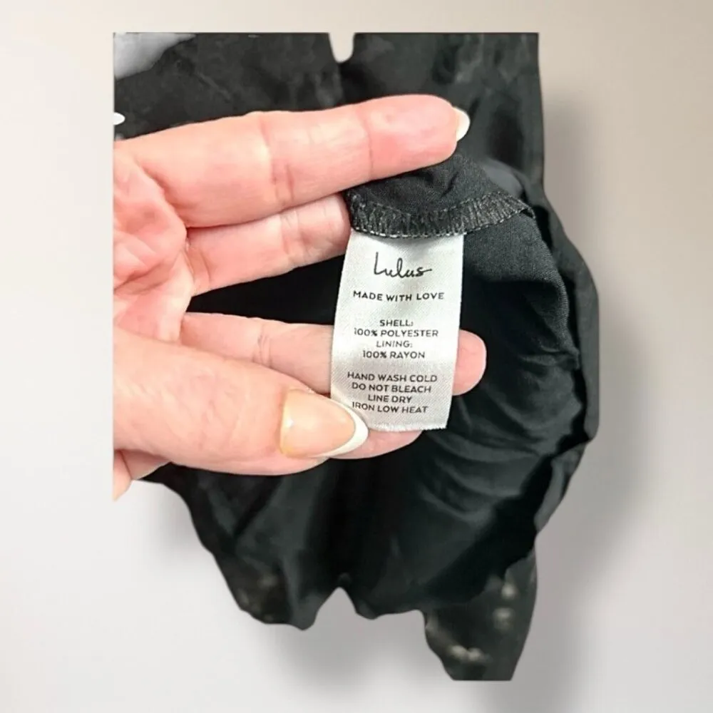 Lulus Flirtatious Crush S Black Burnout Pleated Bow Midi Dress Party Wedding - Image 9