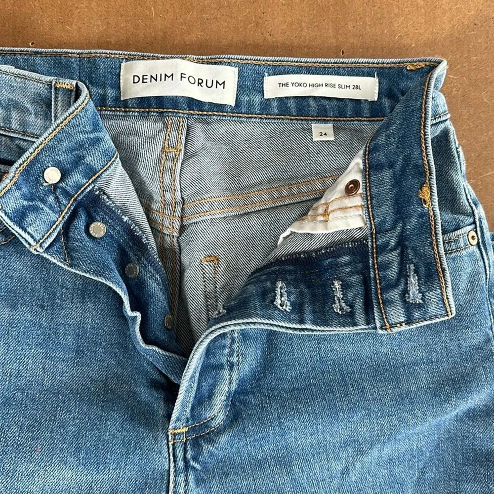 Denim Forum Aritzia The Yoko‎ High Rise Slim Size 24 Women's Jeans Blue - Image 12