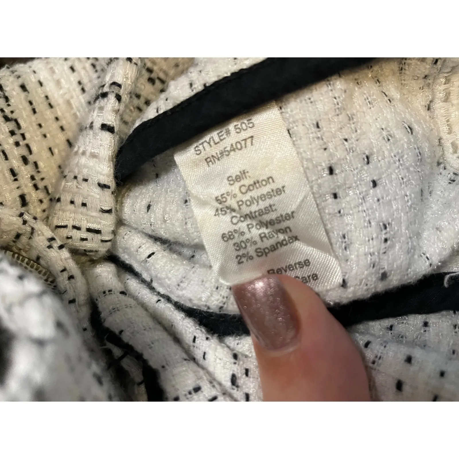 Cabi Blazer‎ Jacket Womens 4 Ivory Cream Black Tweed Career Business Casual - Image 3