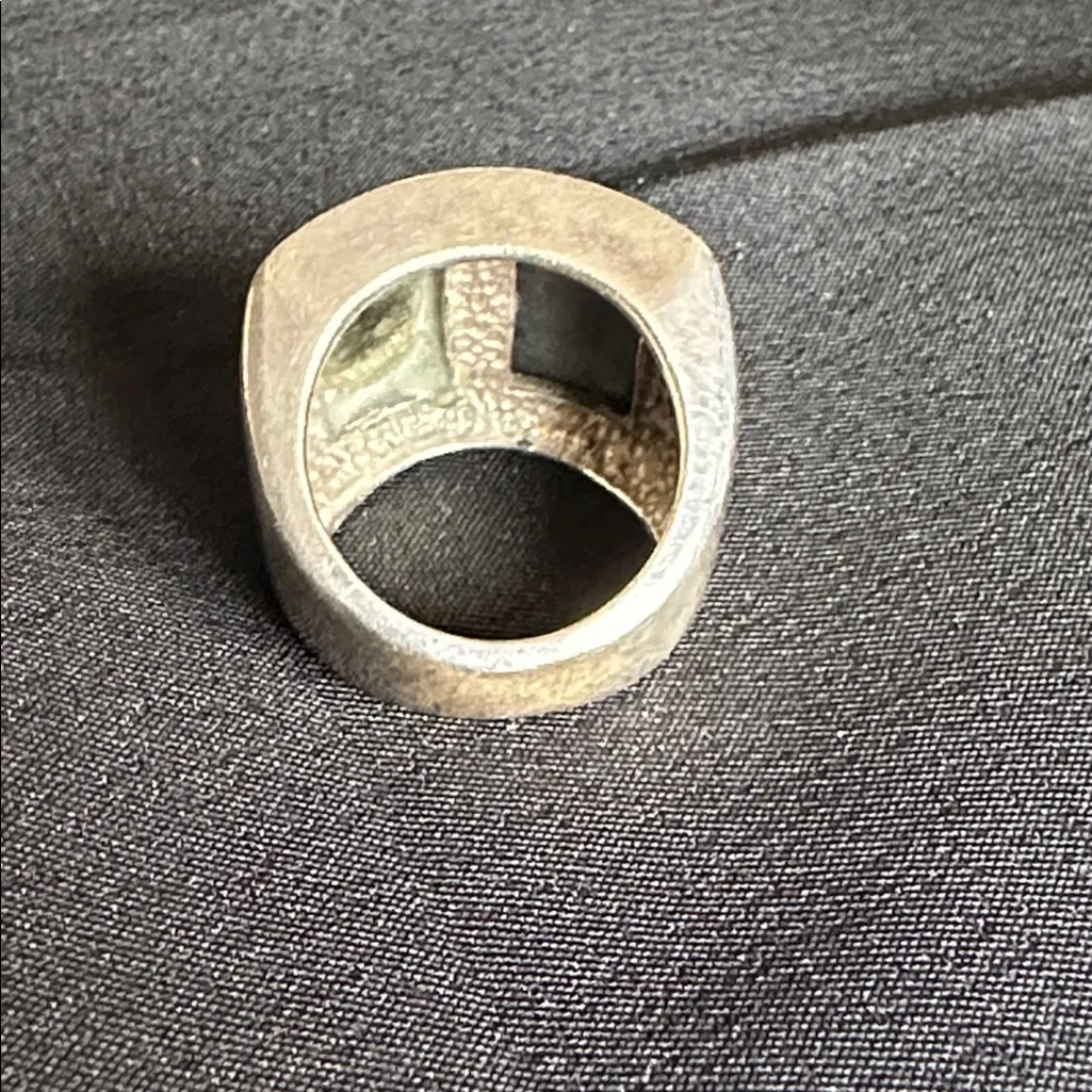 Silpada EUC bold gemstone ring. Half hematite, half pyrite set in 925 sterling - Image 4