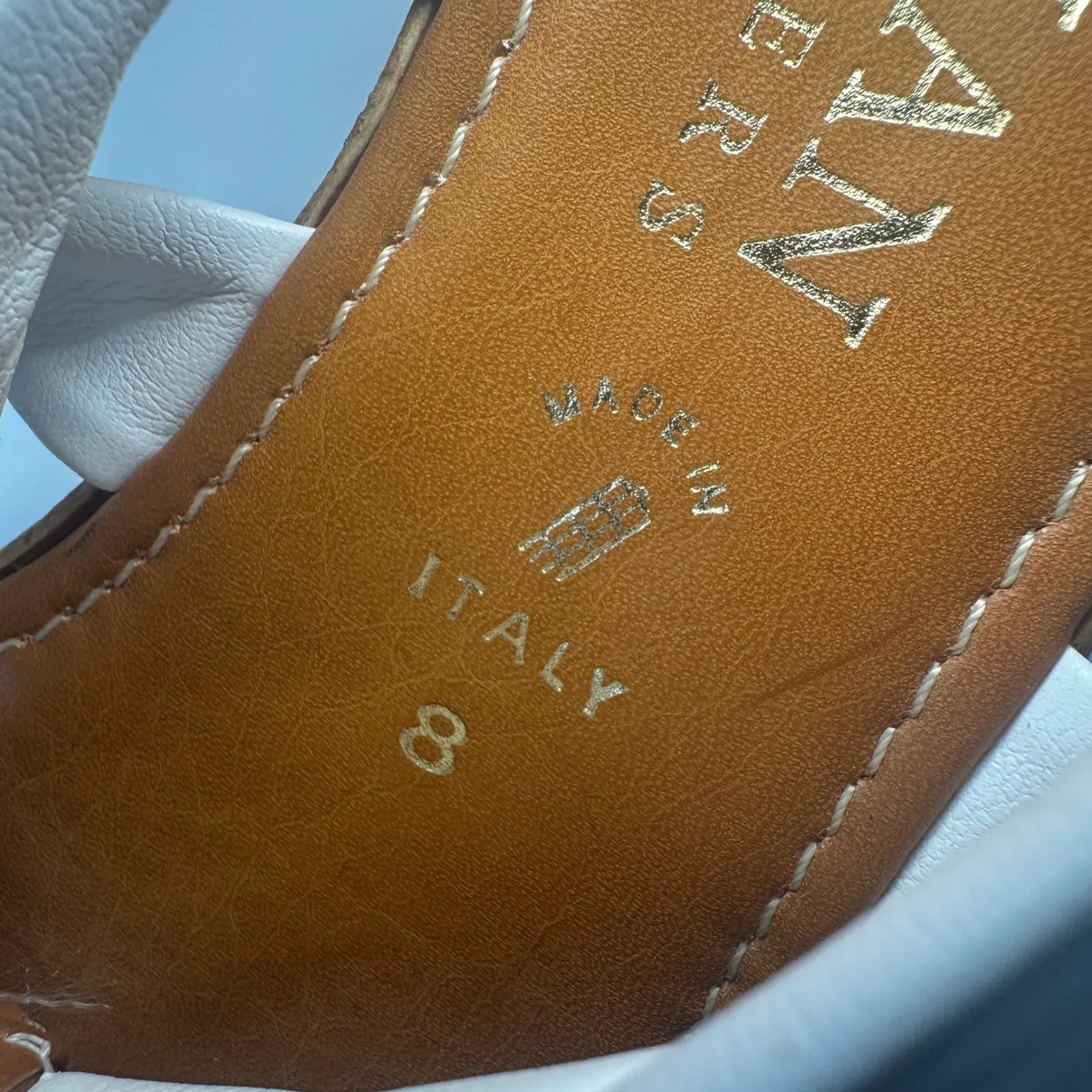 Italian Shoemakers Wedge Sandals Slides‎ White Leather Made in Italy Womens 8 - Image 6