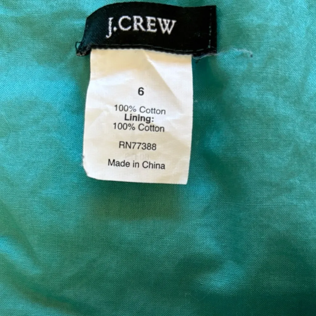 J Crew Turquoise Cotton Dress Sleeveless Mini Gauzy Textured Womens Size 6 - Image 9