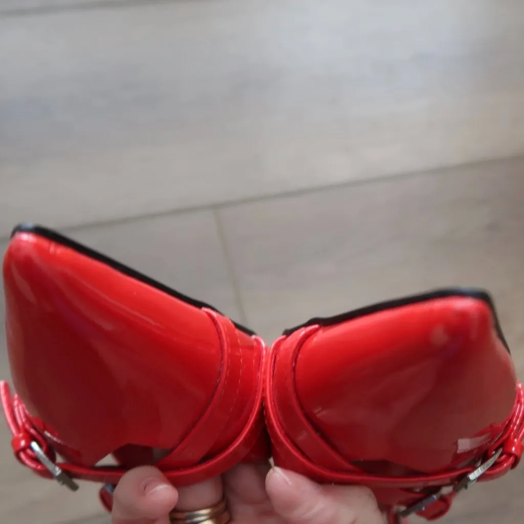 Red Patent Slingback Kitten Heels Size 7.5 - Image 3