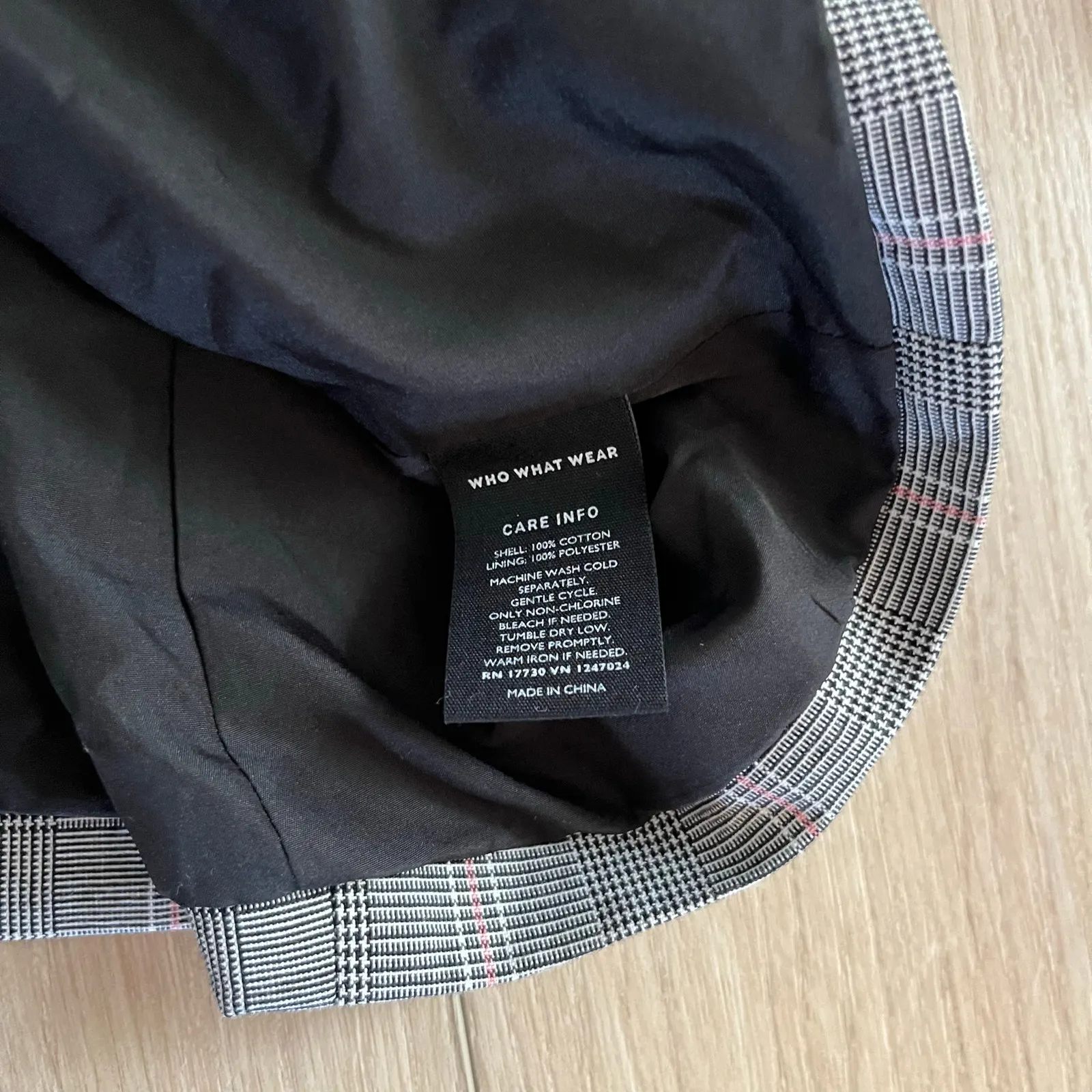 Who What Wear Women's Gray & Pink Plaid Double Breasted Blazer Sz M - Image 4