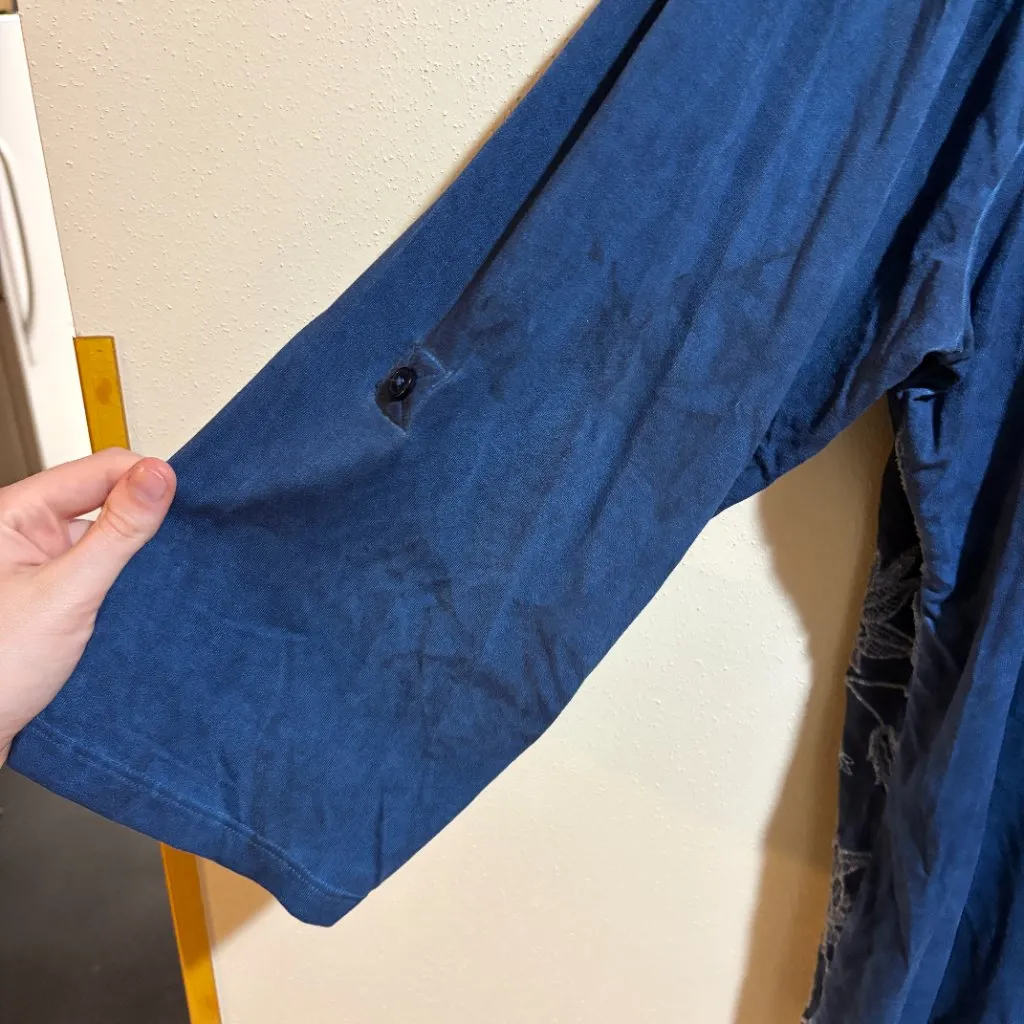 Soft Surroundings 3X Kimbra Embroidered Floral Blue Lace V Neck Roll Tab Top - Image 12