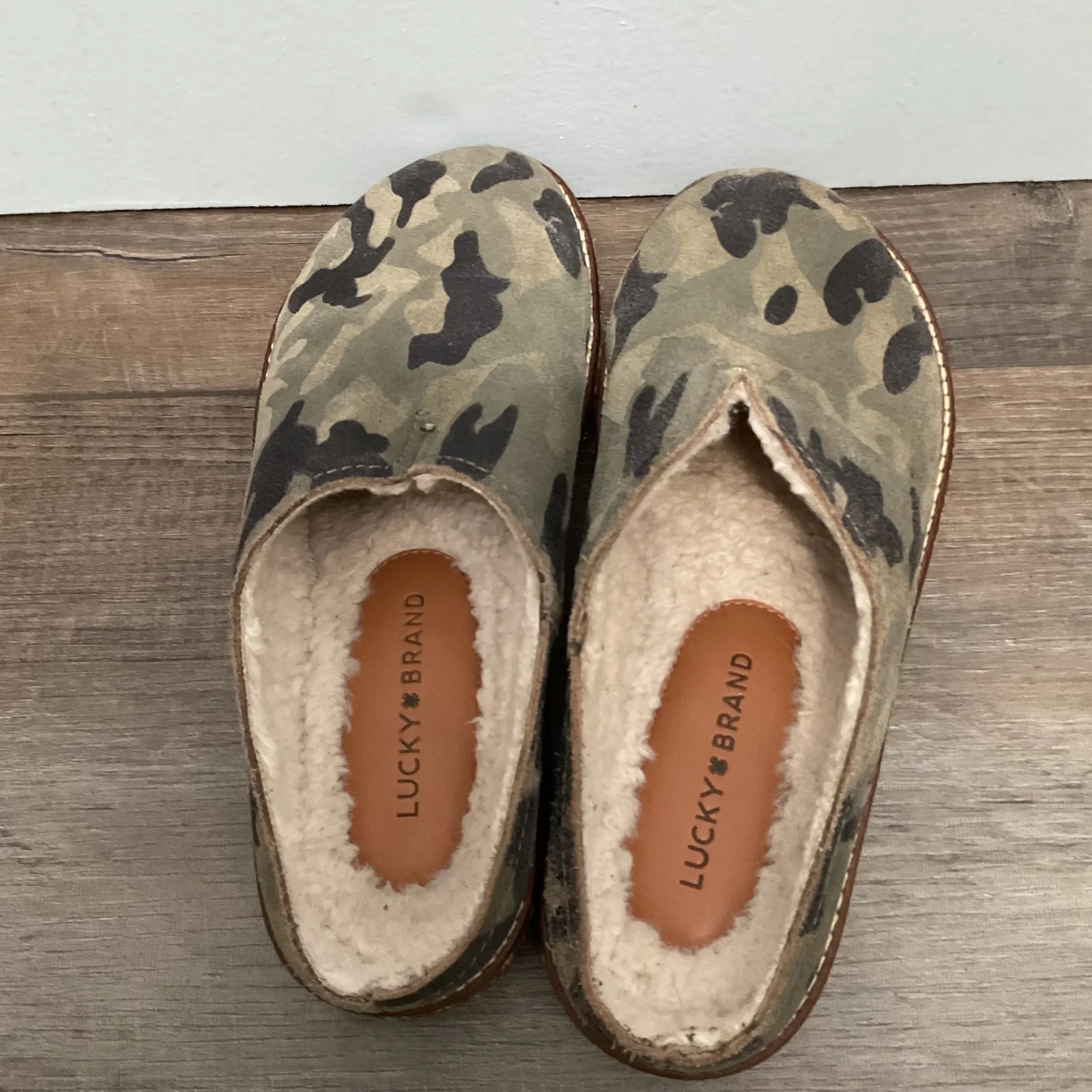 Lucky Brand Tamala 2 Camo Slip On Mules Fur Lined Women Sz 8M - Image 5