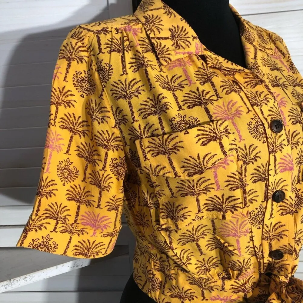 Urban Outfitters Hawaiian Crop Top Tropical Palm Print Small - Image 7