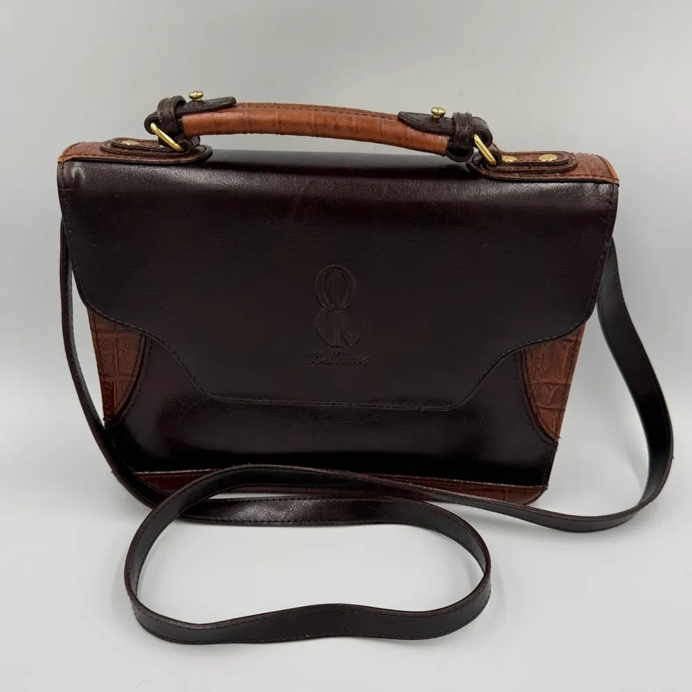 Vintage 80s Bellerose Leather Silk Lined Purse with Inner Divider Organizer Brown - Image 2