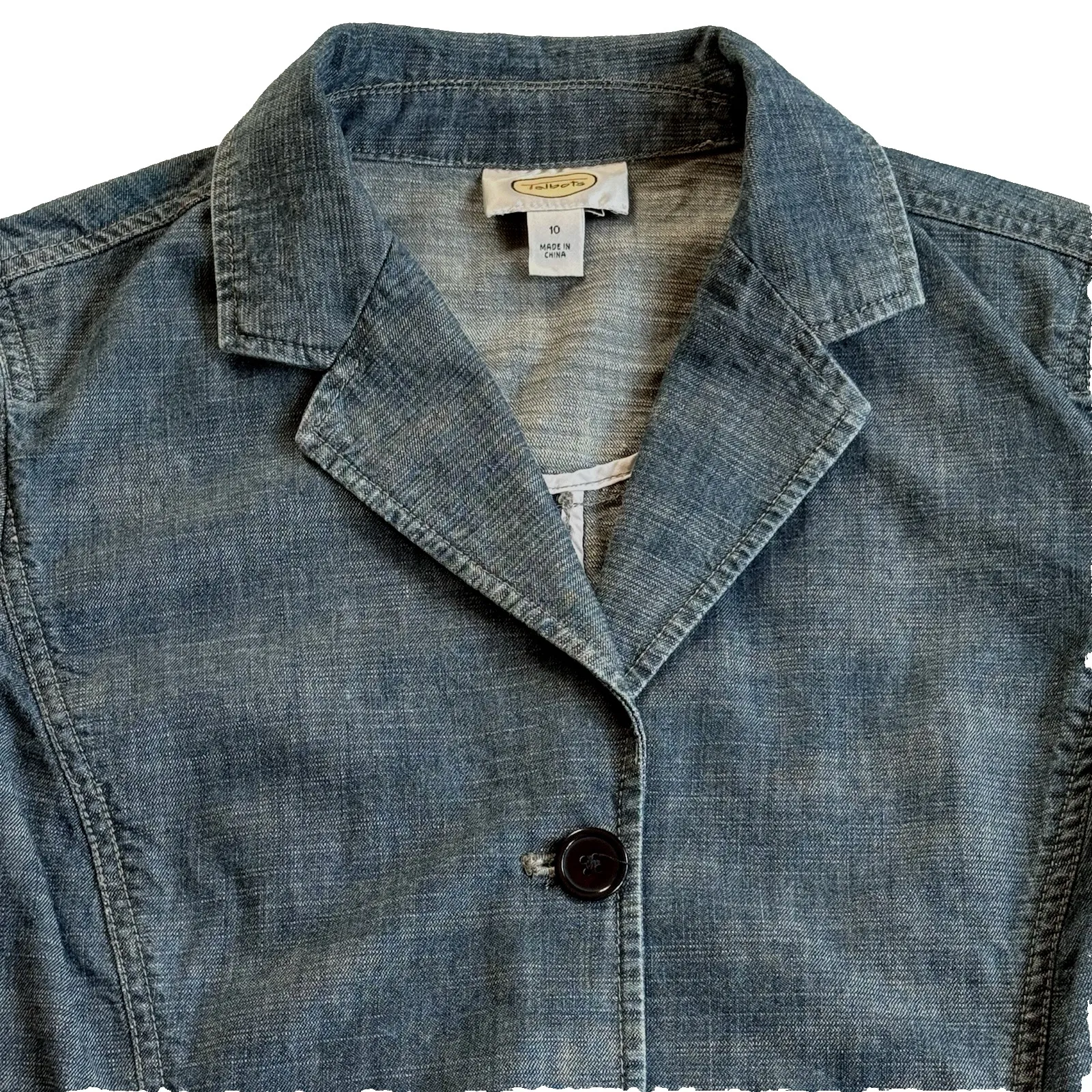Talbots Denim Blazer Jacket 10 M Jean Western Yoke Equestrian Preppy Classic - Image 4