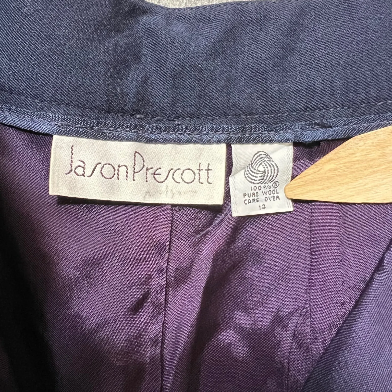 Vintage Jason‎ Prescott Wool Pleated Trousers Dress Pants Career Blue Size 14 - Image 7