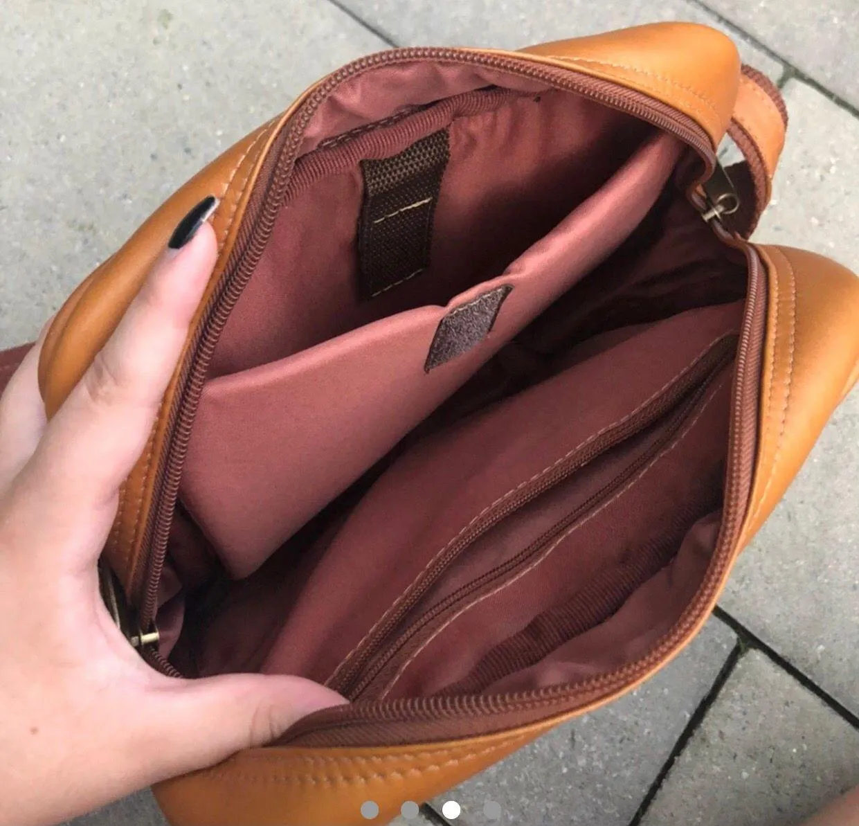 Vintage Real Leather Bag Tan - Image 3