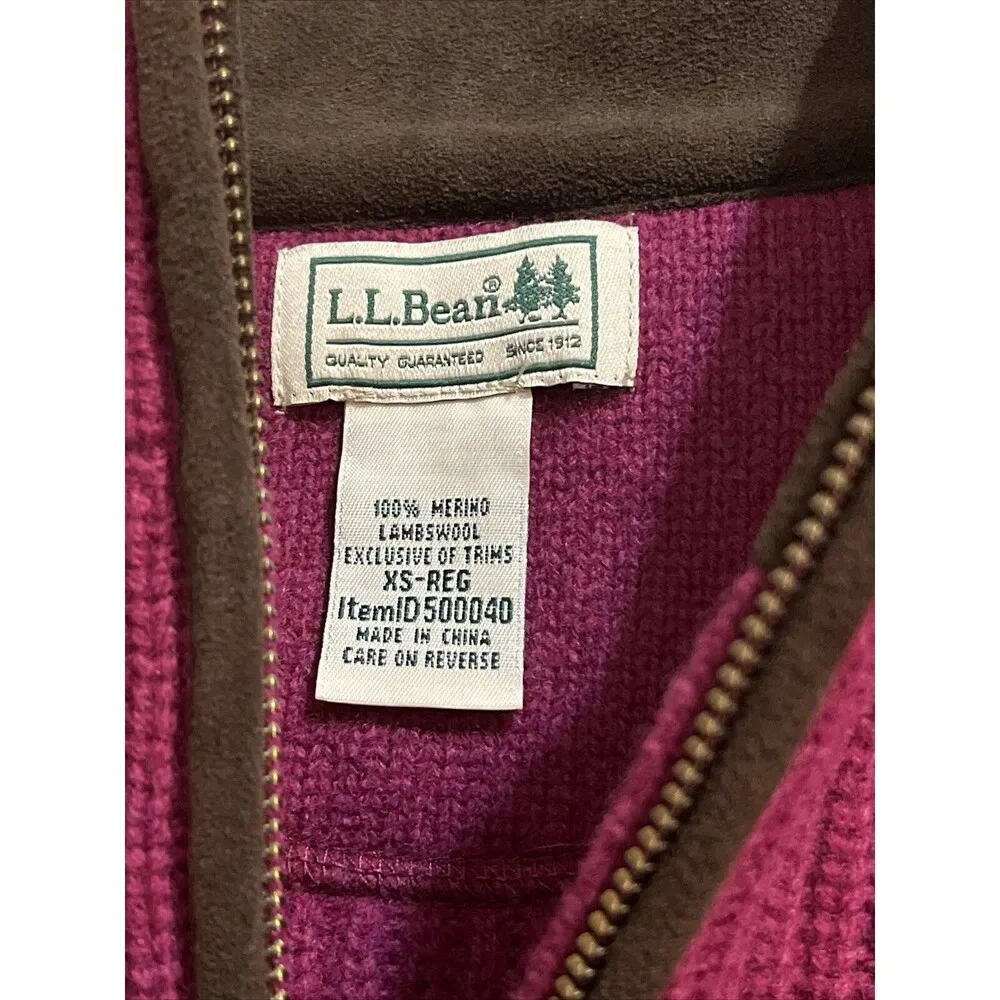 L.L.Bean Vintage pink 100% lambswool quarter zip sweater Women Sz XS - Image 3