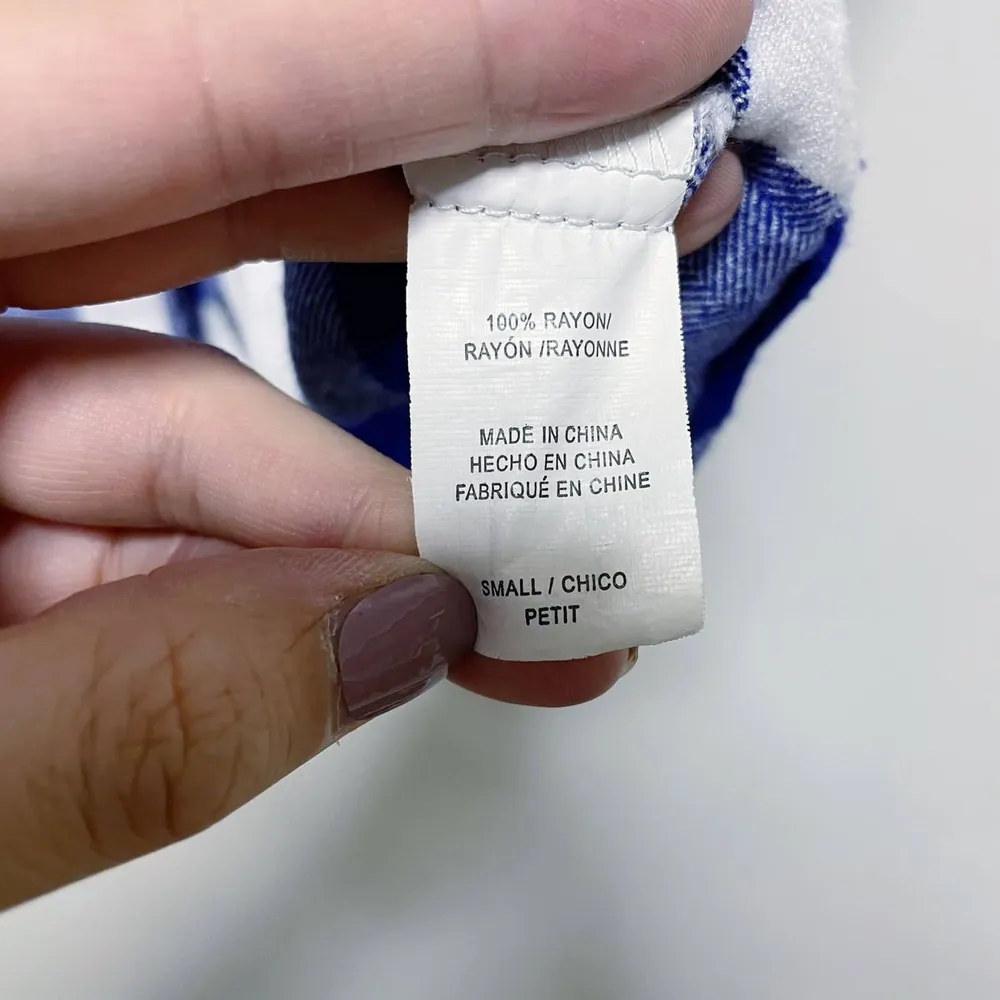 Rails Blue and White Buffalo Checkered Flannel Short Sleeve Button Down Top - Image 9