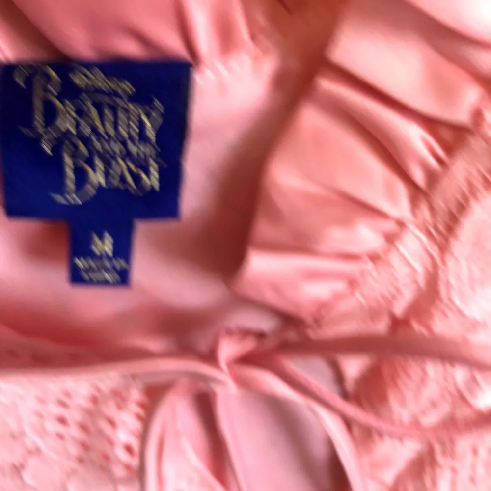 disney beauty and the beast pink lace flutter sleeve dress size medium - Image 3