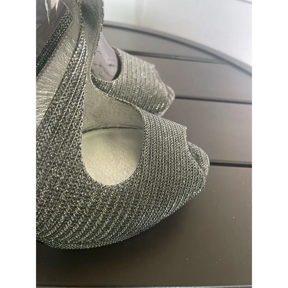 Adrianna Pappel Adrianna Rosalie Pewter Lancelot Platinum Platform Heels Size 8. - Image 7