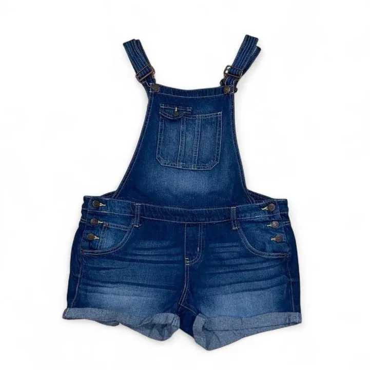 Y2k blue denim short overalls Size L - Image 2