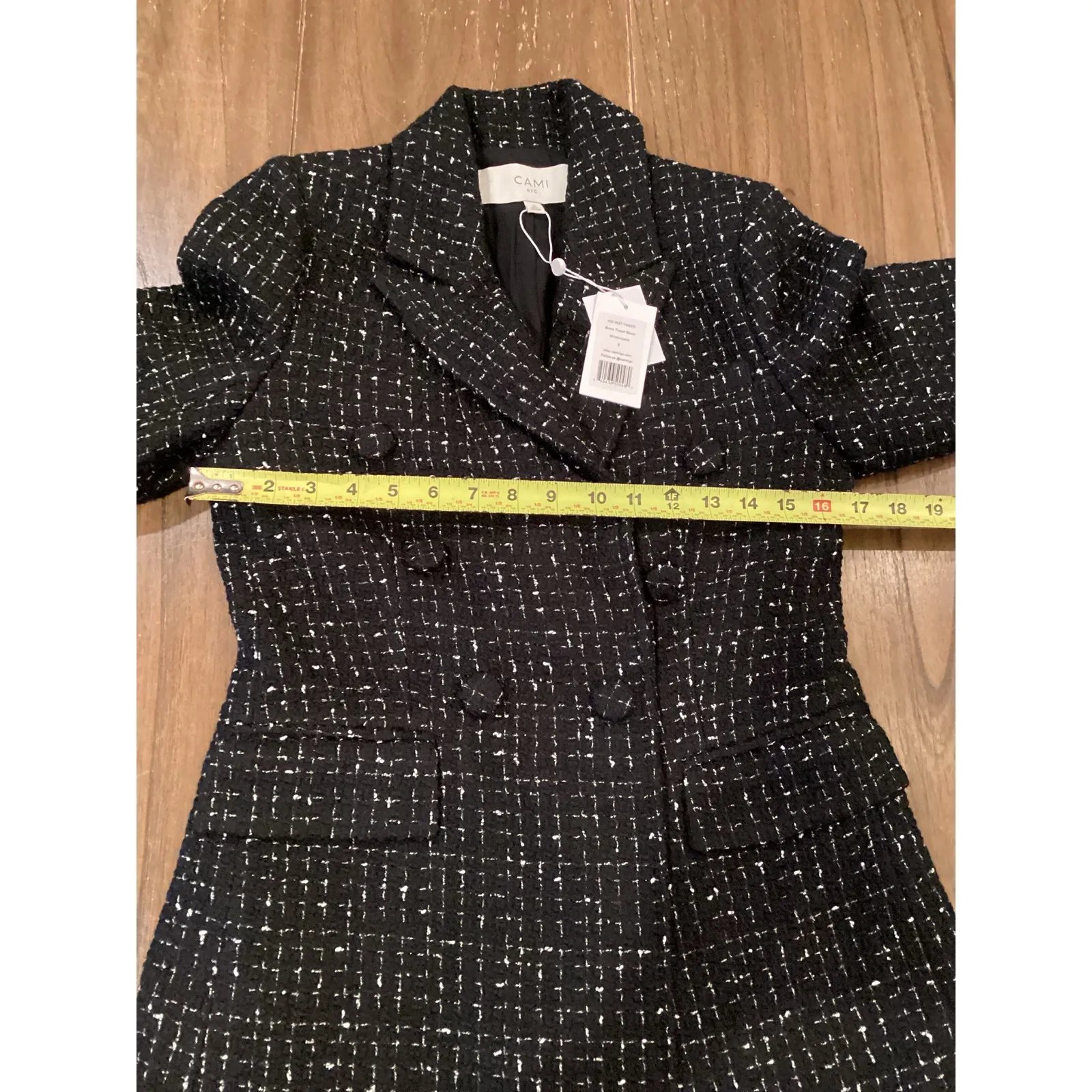 Cami NYV  black Bruna tweed blazer - windowpane NWT size small - Image 10