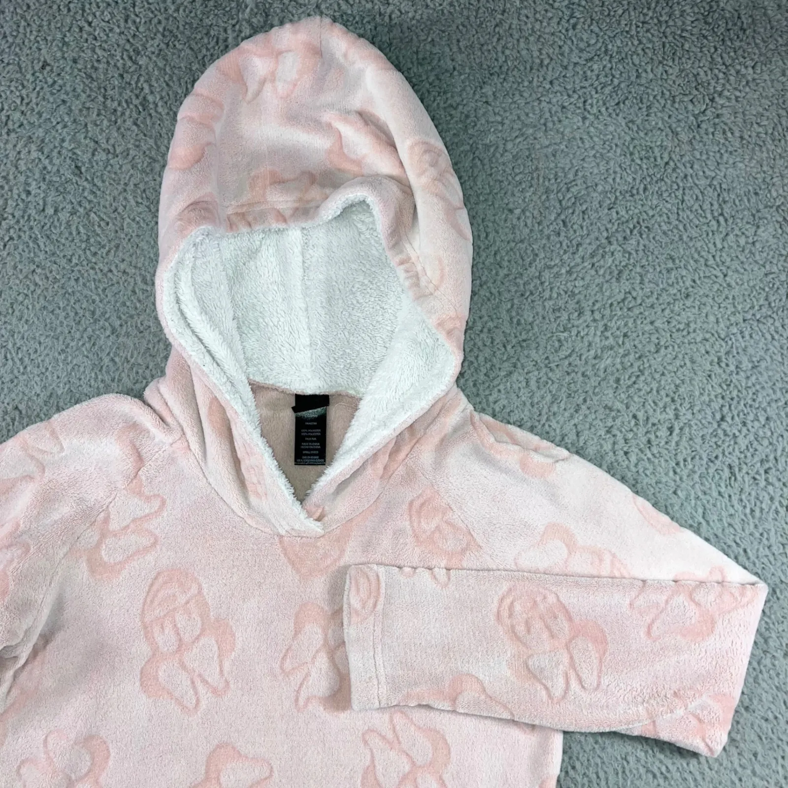 Disney Minnie Mouse Pink Plush Hooded Robe Women Small Sleepwear Lounge Wear - Image 3