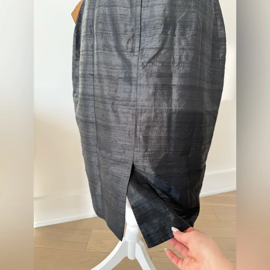 *NWT* Vintage Vanda Mazzeo Black Textured Pencil Skirt Size 8 - Image 6