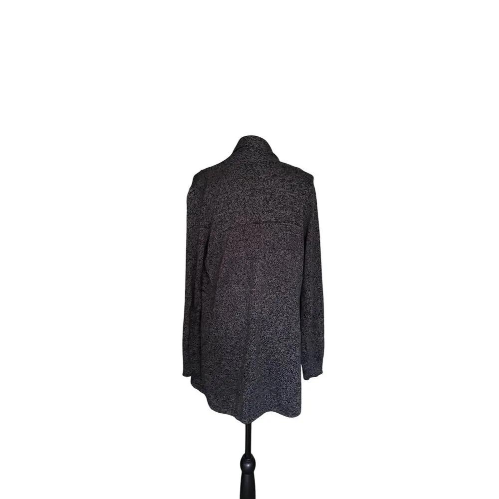 AB Studio Womens Open Front Cardigan Sweater Medium Black & Gray Knit Blend - Image 7