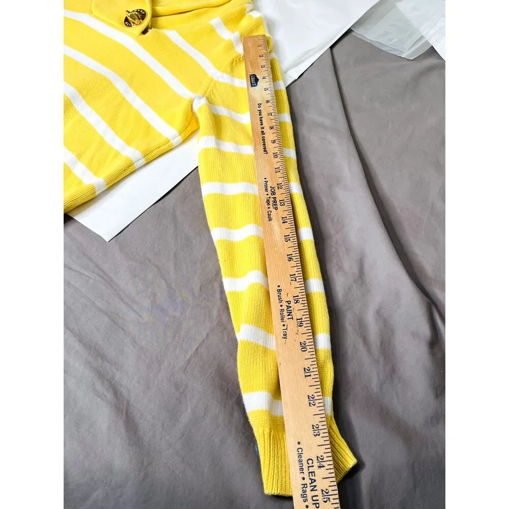 Ralph Lauren womens size L sweater yellow/white stripe nautical cotton vacation - Image 6
