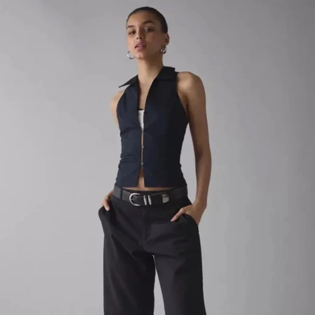 Urban Outfitters Party Girl‎ Cotton-Blend Button Down Sleeveless Top Size S - Image 4