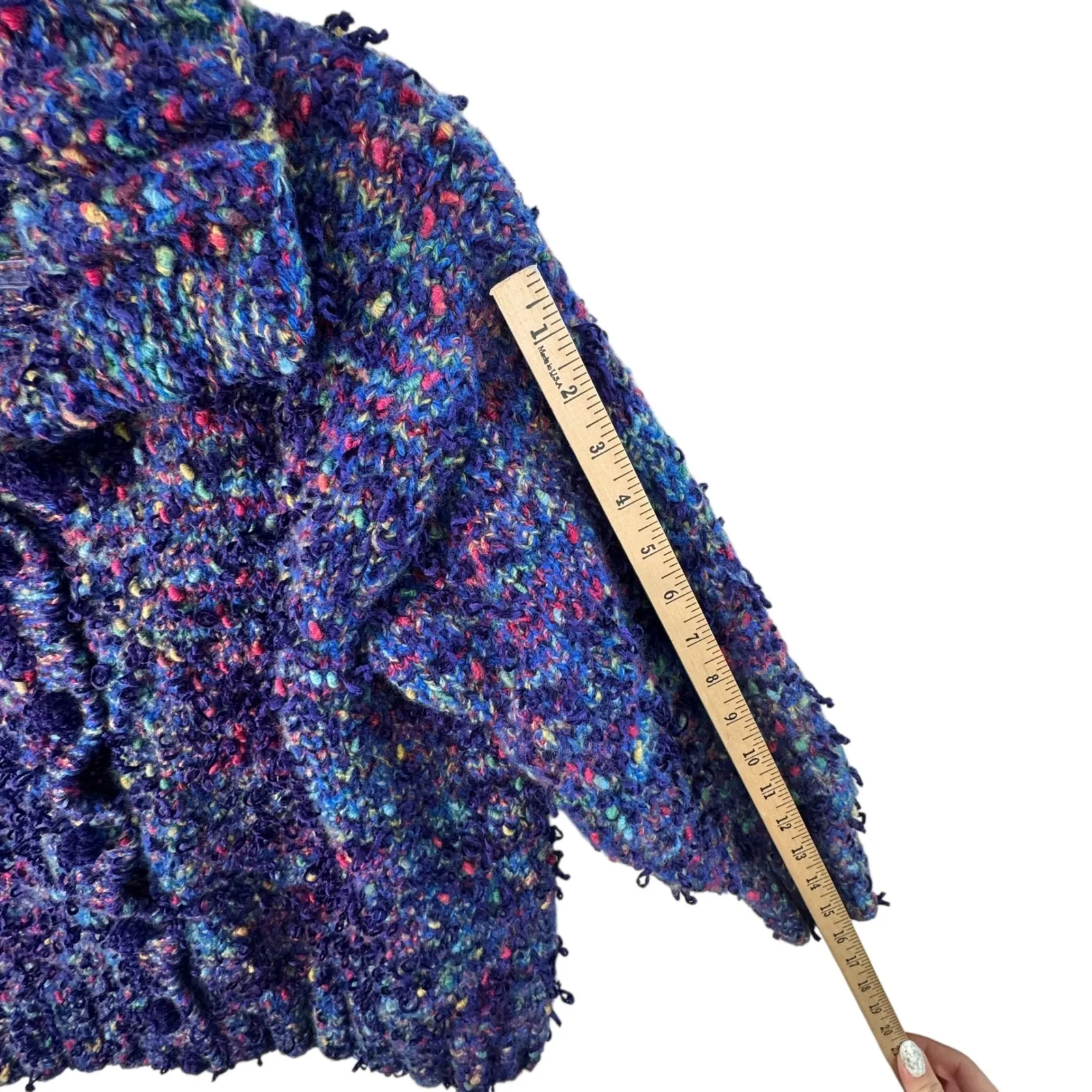 Emma Camusso Womens L Wool Blend Textured Chunky Knit Cardigan Sweater Uruguay Purple Size L - Image 5