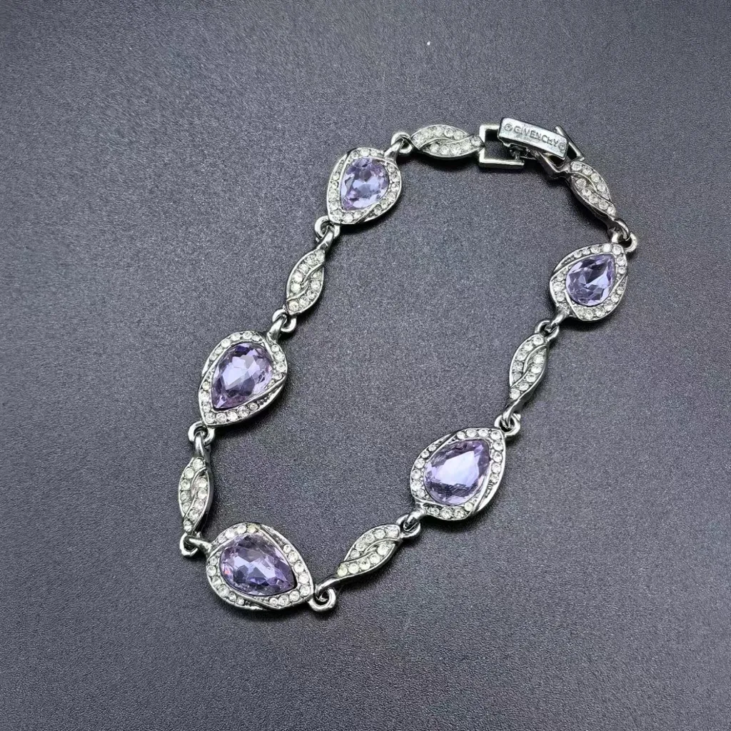 Givenchy Pave & Pear-Shape Crystal Flex Bracelet Silver and Purple Bracelet - Image 8