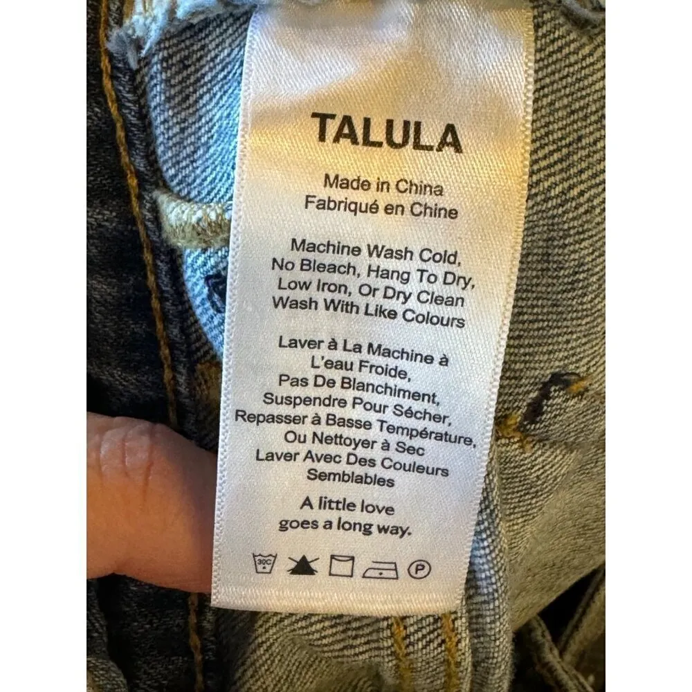 Talula Aritzia Shorts Womens 30 Blue Denim Medium Wash High Rise Raw Hem Jean - Image 7