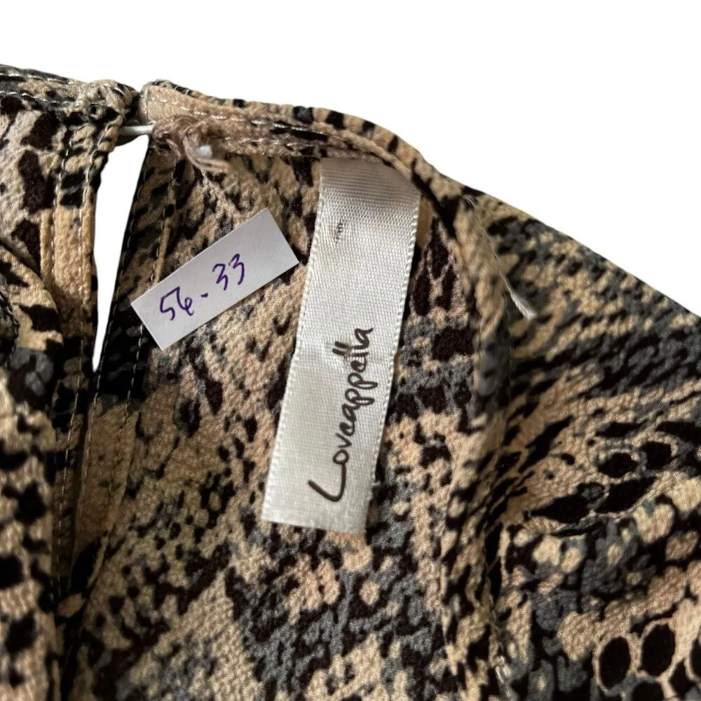 Loveappella Beige Multicolor Animal Print Blouse Women Top Size Small | 56-33 - Image 4