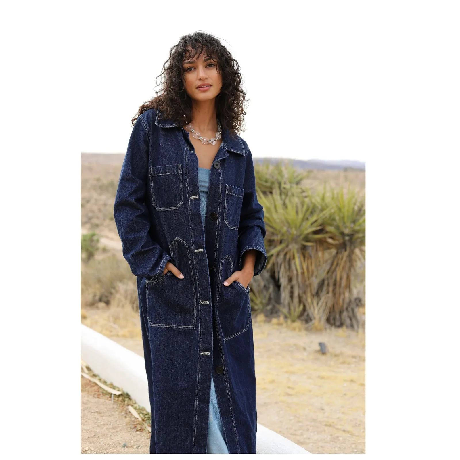 Rolla's Bijou Denim Belted Trench Coat Size US/Small Blue - Image 5