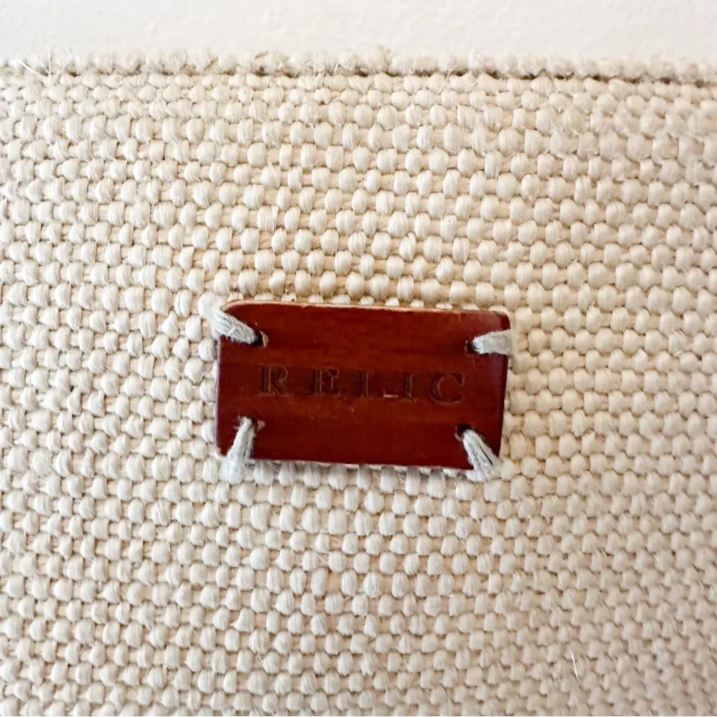 Relic Vintage 90s Woven Braided Leather Strap Handbag Purse Neutral Tan Brown - Image 4