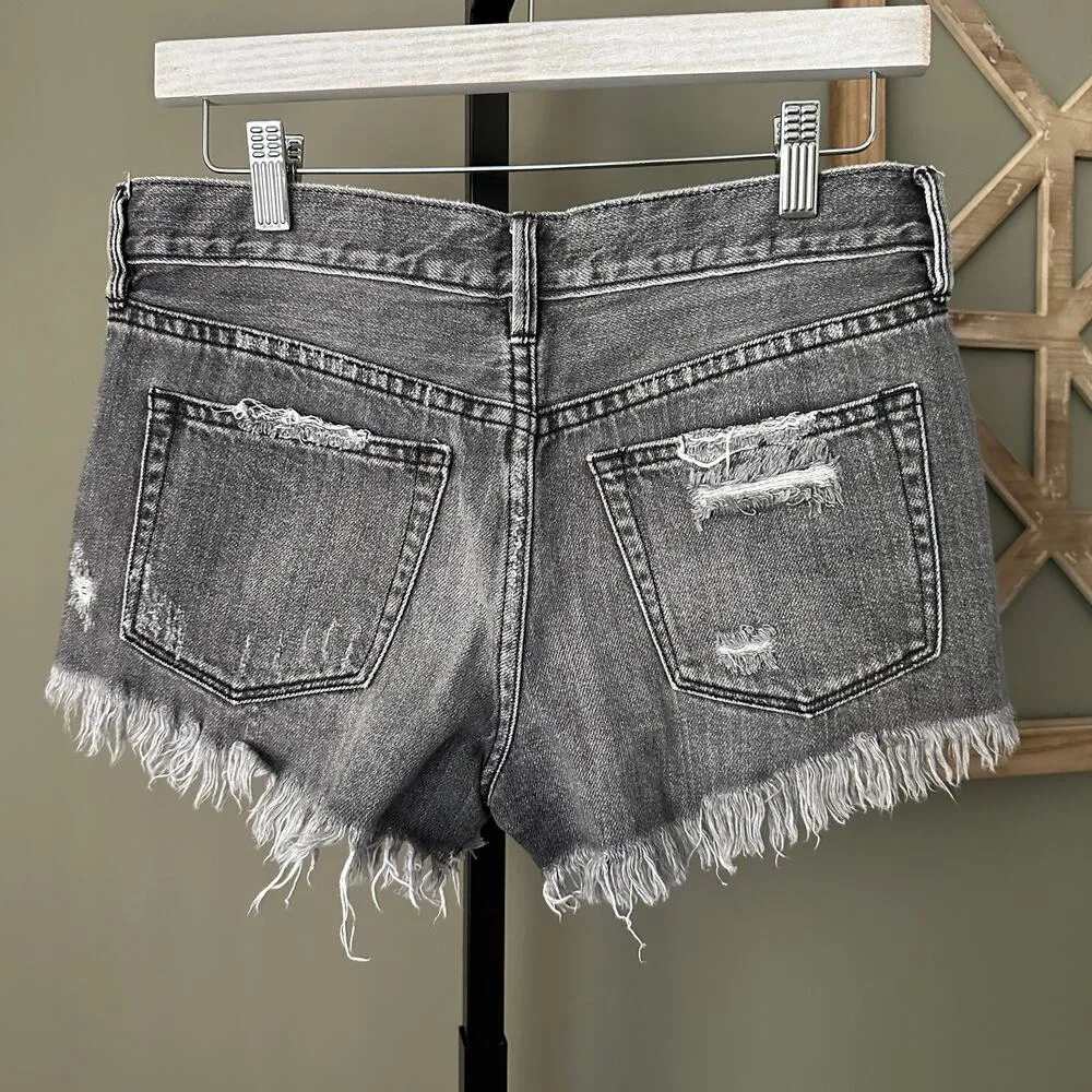 Free People We The Free Distressed Cut Off Denim Shorts - 25 - Image 2