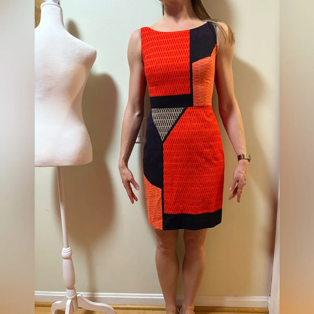 Anthropologie Tabitha color block mini  dress red black sz 2 - Image 2