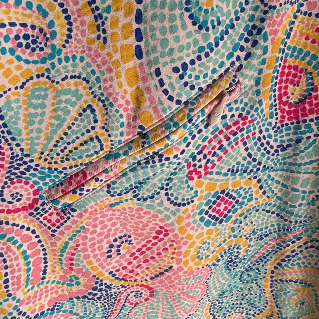 Ibkul Mariel Candy Pink Sleeveless Mock Golf Dress Sz Medium 1/4 Zip Resortwear Blue - Image 5