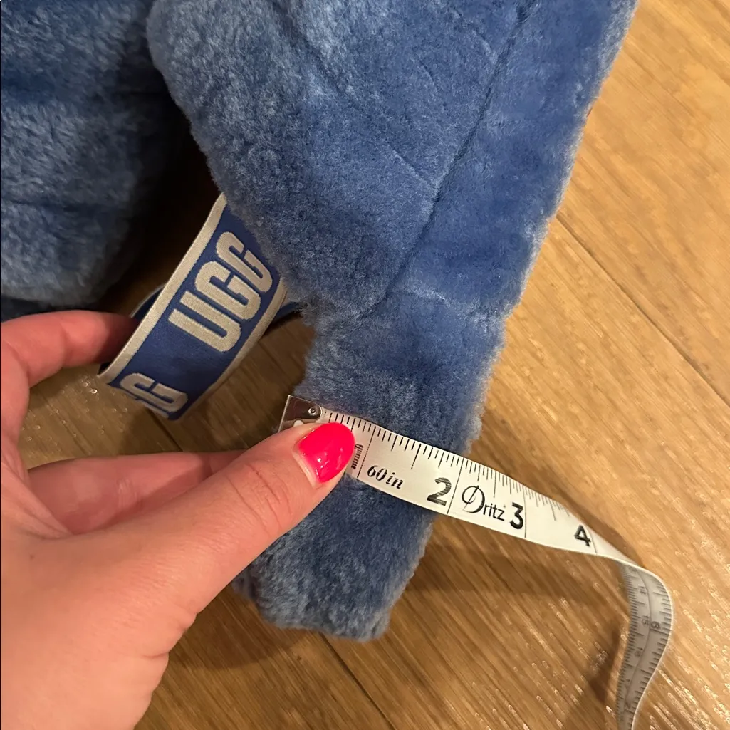 UGG Fluff Yeah Blue Fuzzy Slipper Slides Size 8 - Image 9